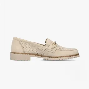 51865-60 Ladies Leather Loafers Beige