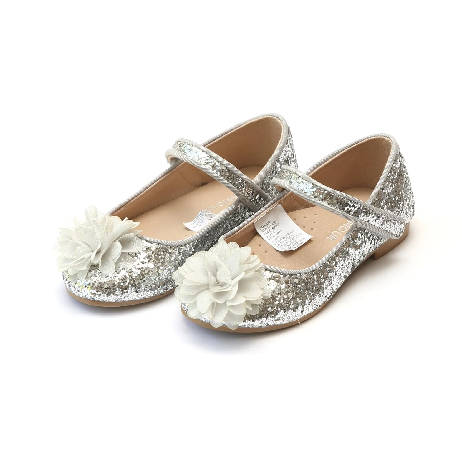 Alice Glitter Flower Flat