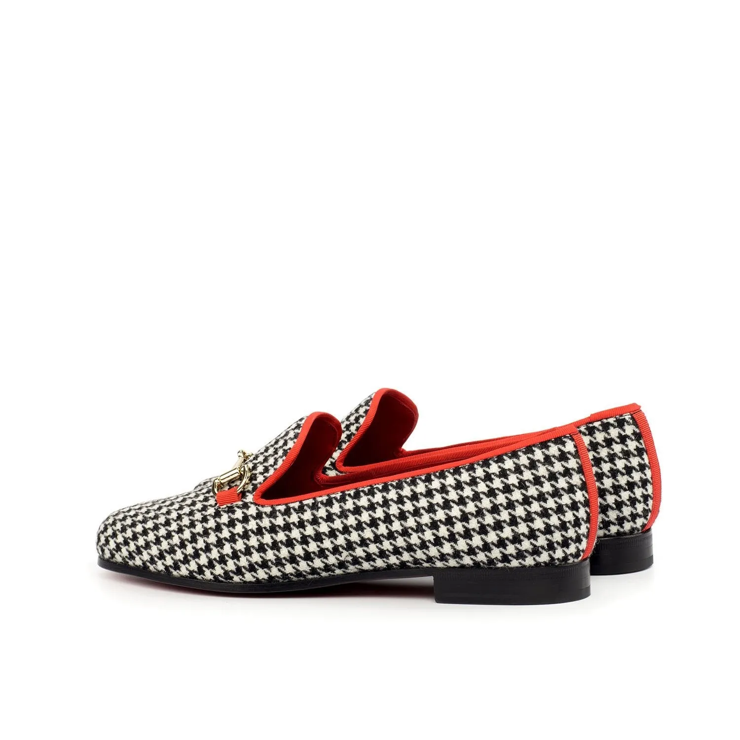 Ambrogio Bespoke Custom Women's Custom Made Shoes Black & White Grossgrain / Fabric Audrey Horsebit Loafers (AMBW1062)