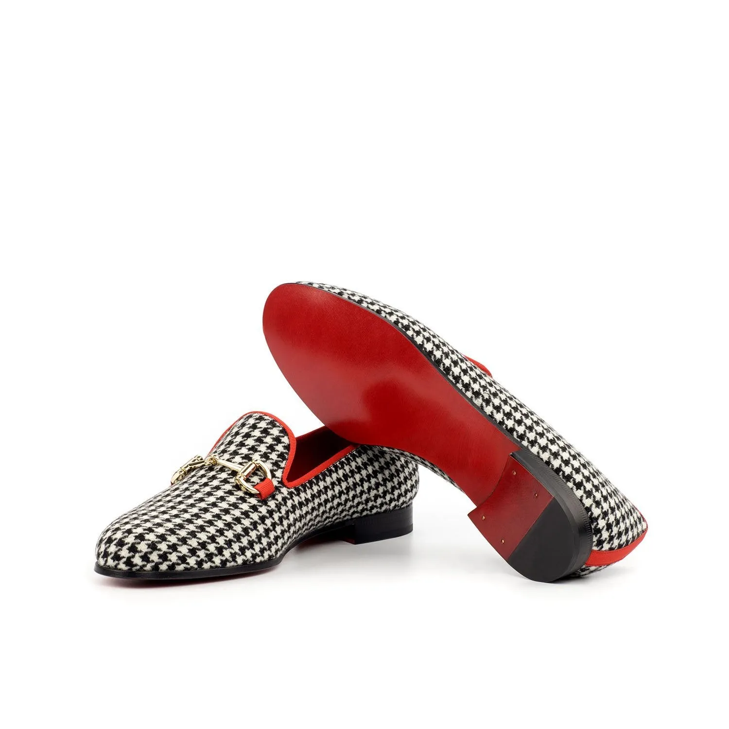 Ambrogio Bespoke Custom Women's Custom Made Shoes Black & White Grossgrain / Fabric Audrey Horsebit Loafers (AMBW1062)