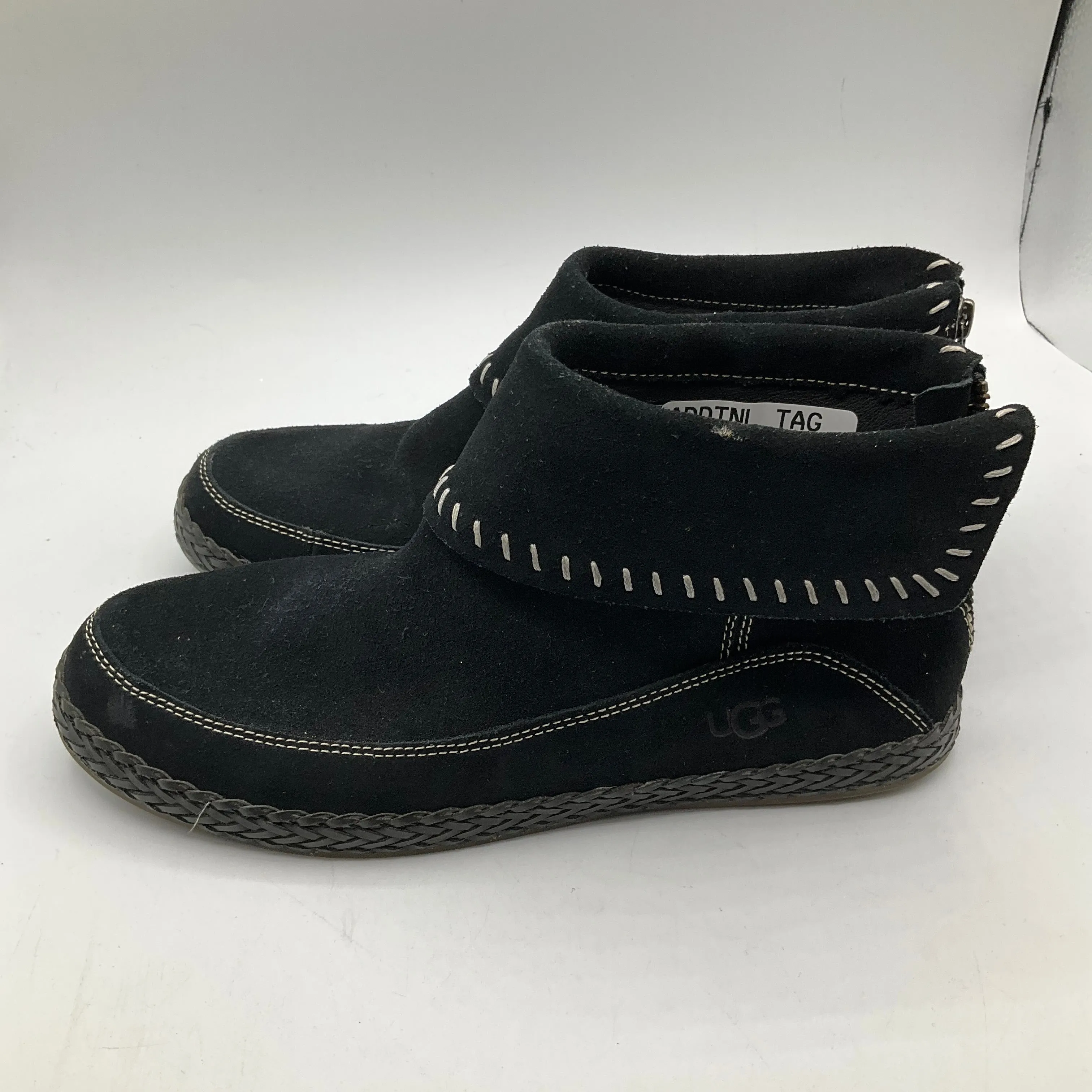 Black Boots Ankle Flats Ugg, Size 8.5