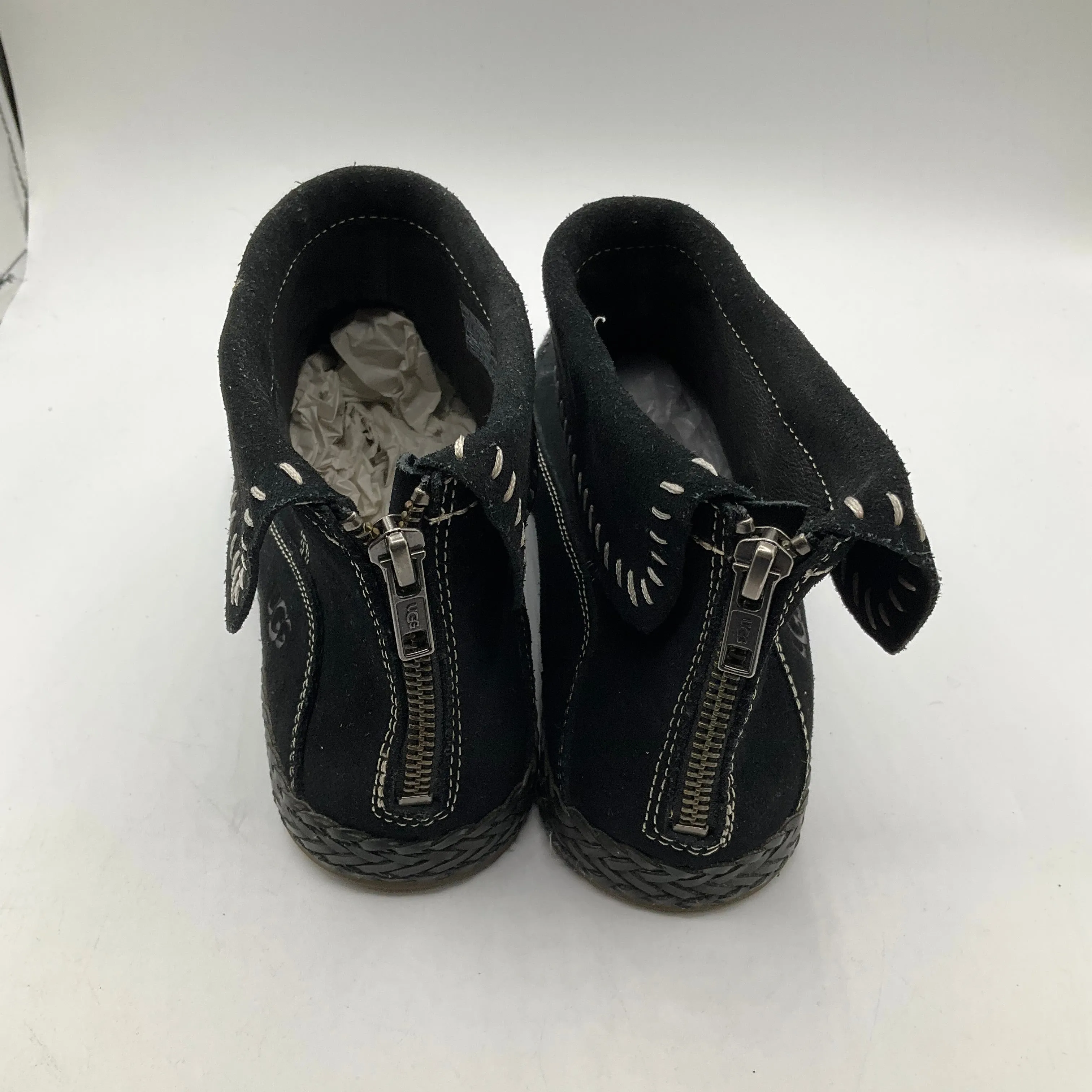 Black Boots Ankle Flats Ugg, Size 8.5