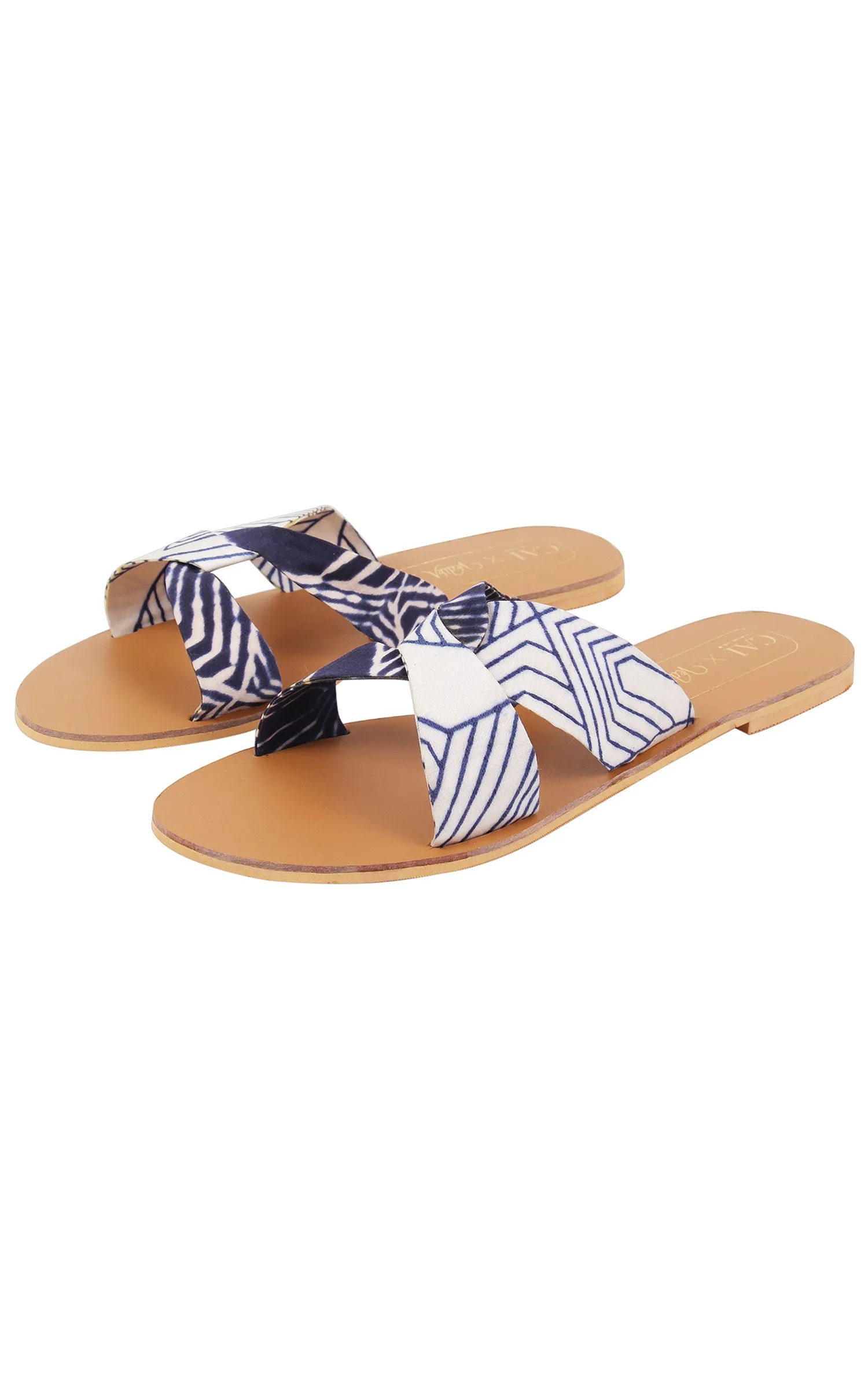 Blue & White Criss Cross Sliders