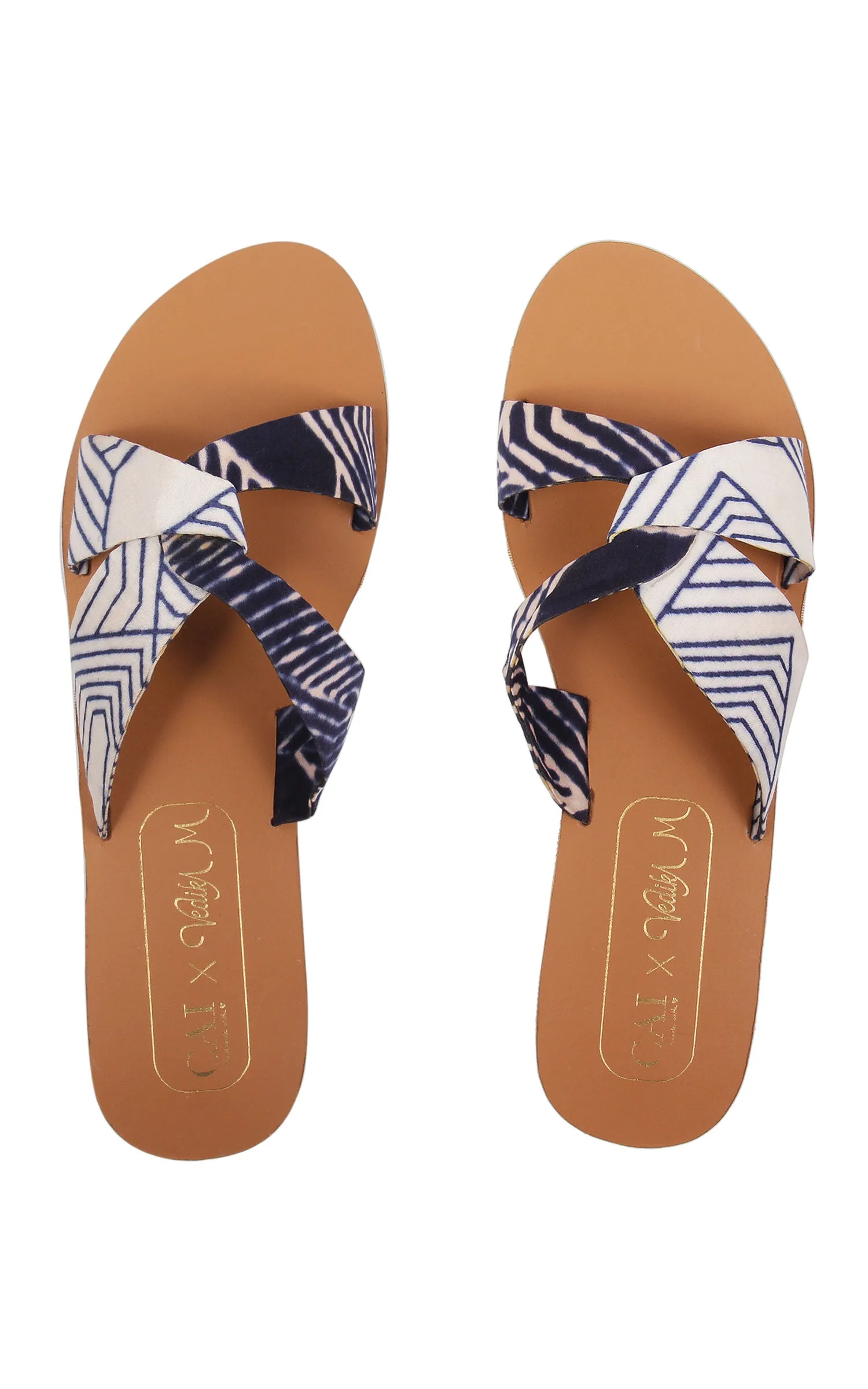 Blue & White Criss Cross Sliders