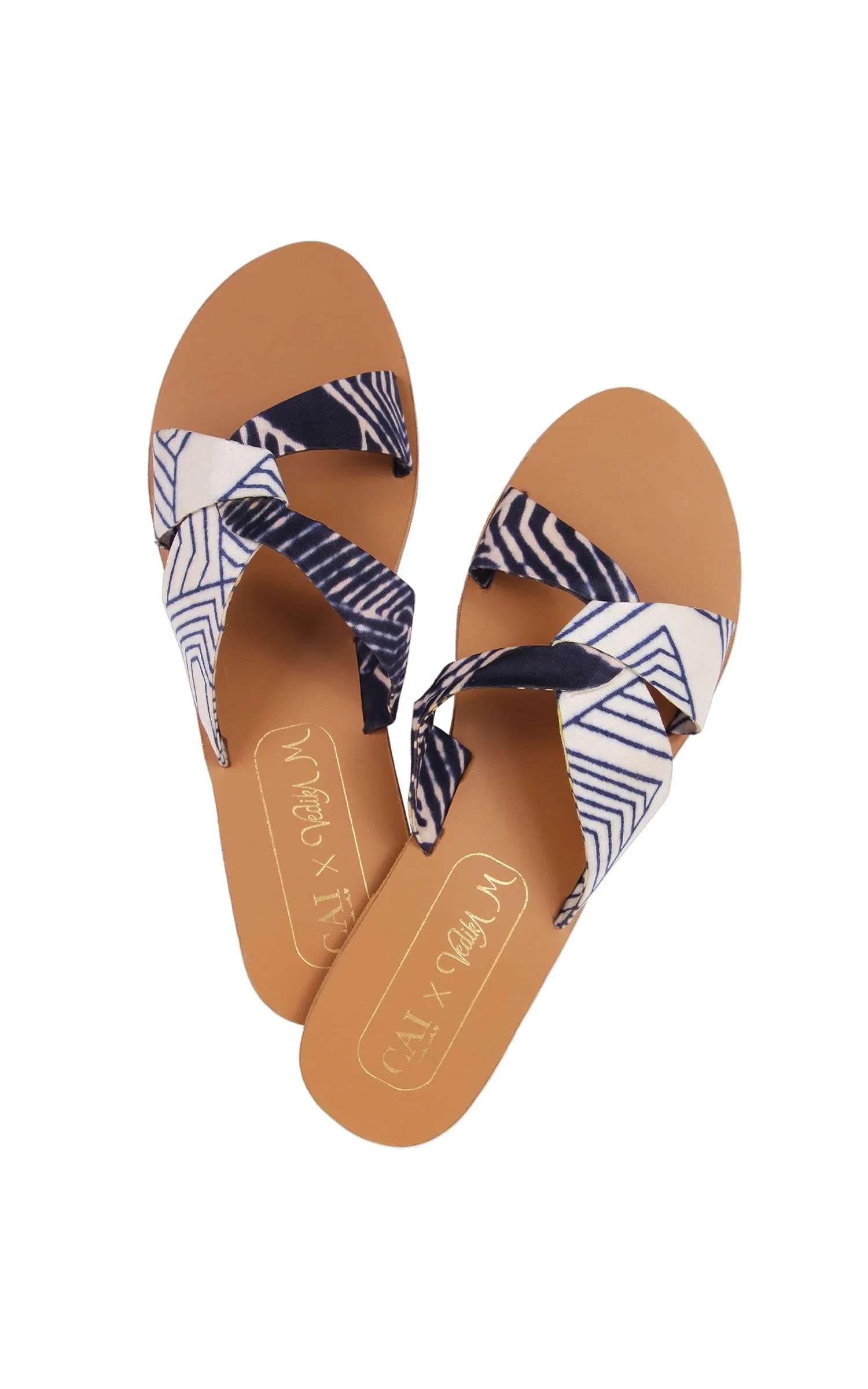 Blue & White Criss Cross Sliders