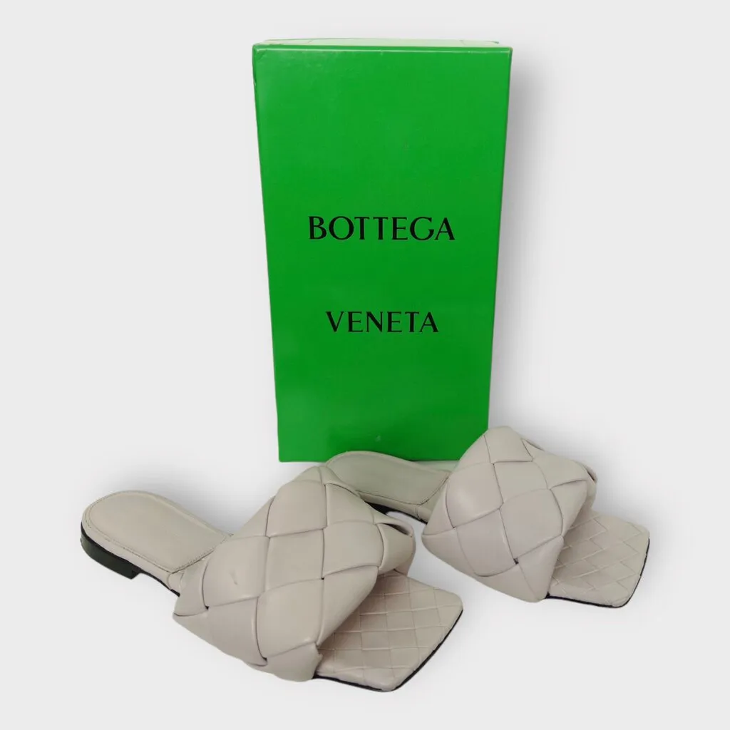 Bottega Veneta Purple Leather Woven Lido Slides