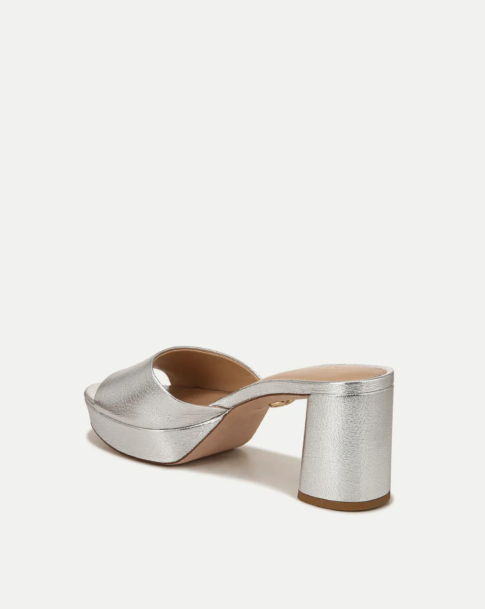 Dali Metallic Leather Block-Heel Sandal