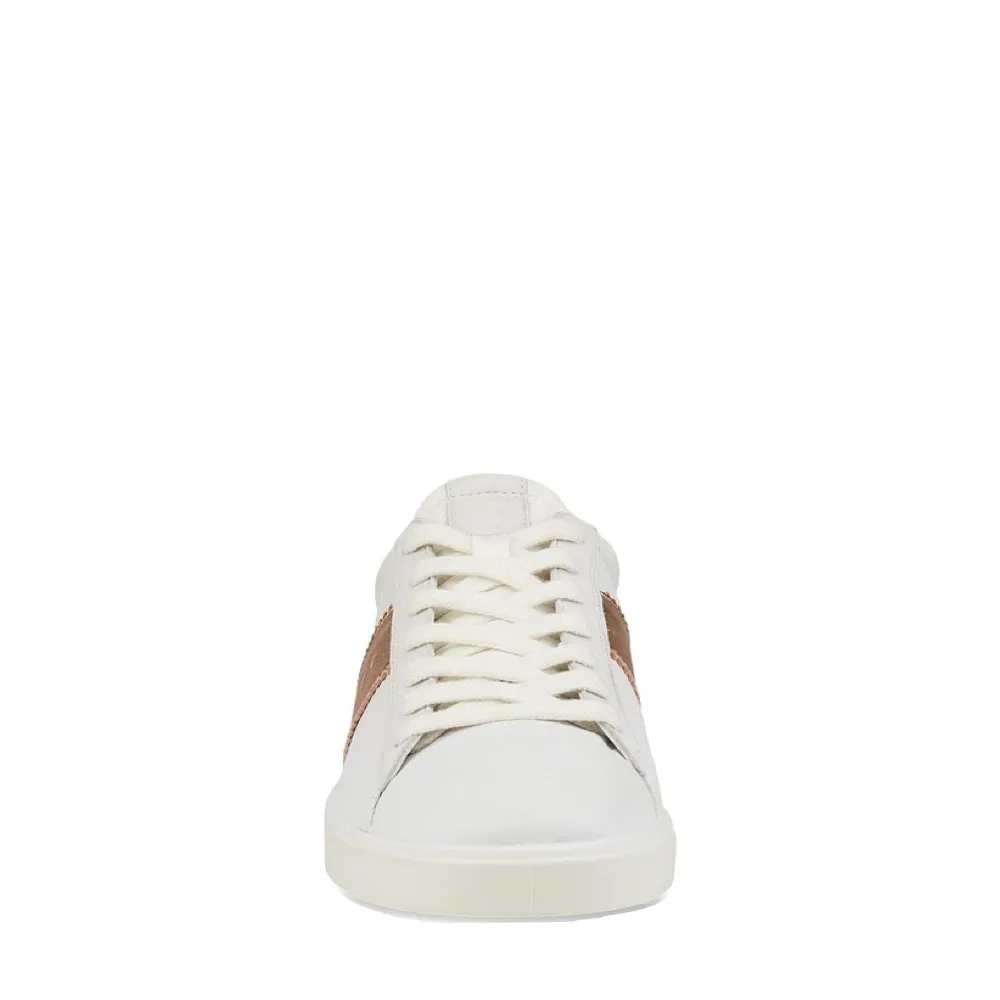 Ecco Women's Street Lite Retro Sneaker in White/Hammered Bronze/Pure Silver