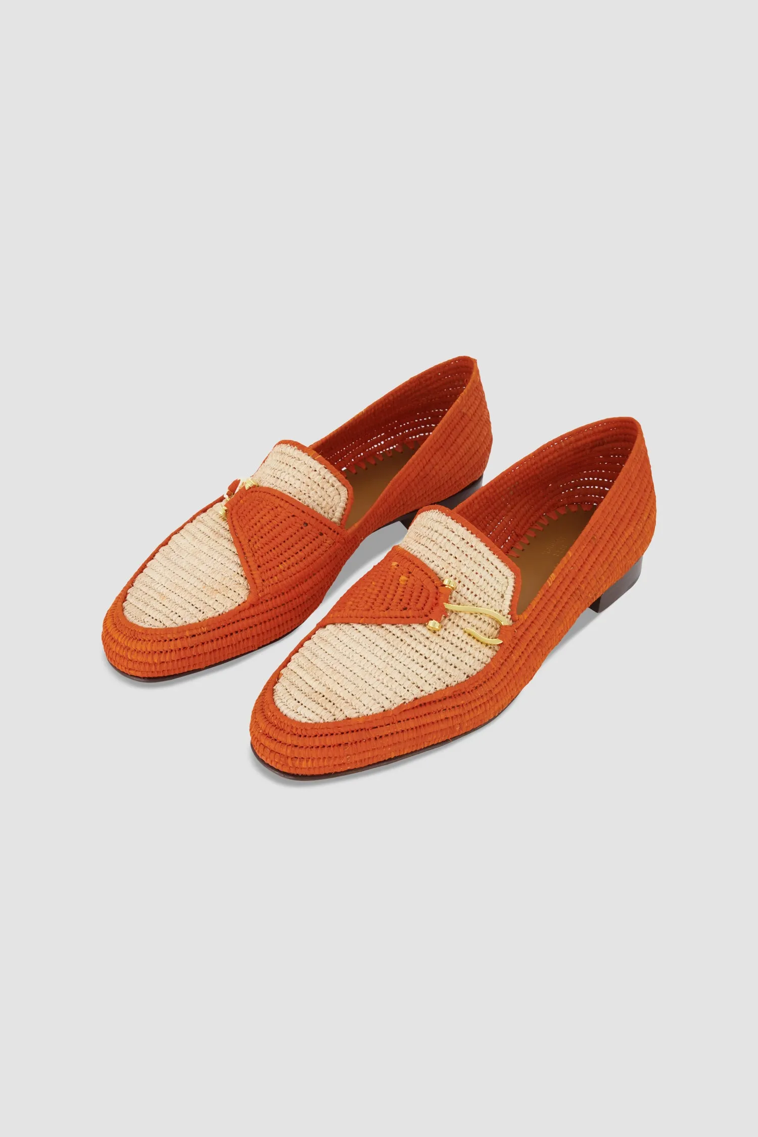 Edhen Milano Agadir Orange Raffia Loafers