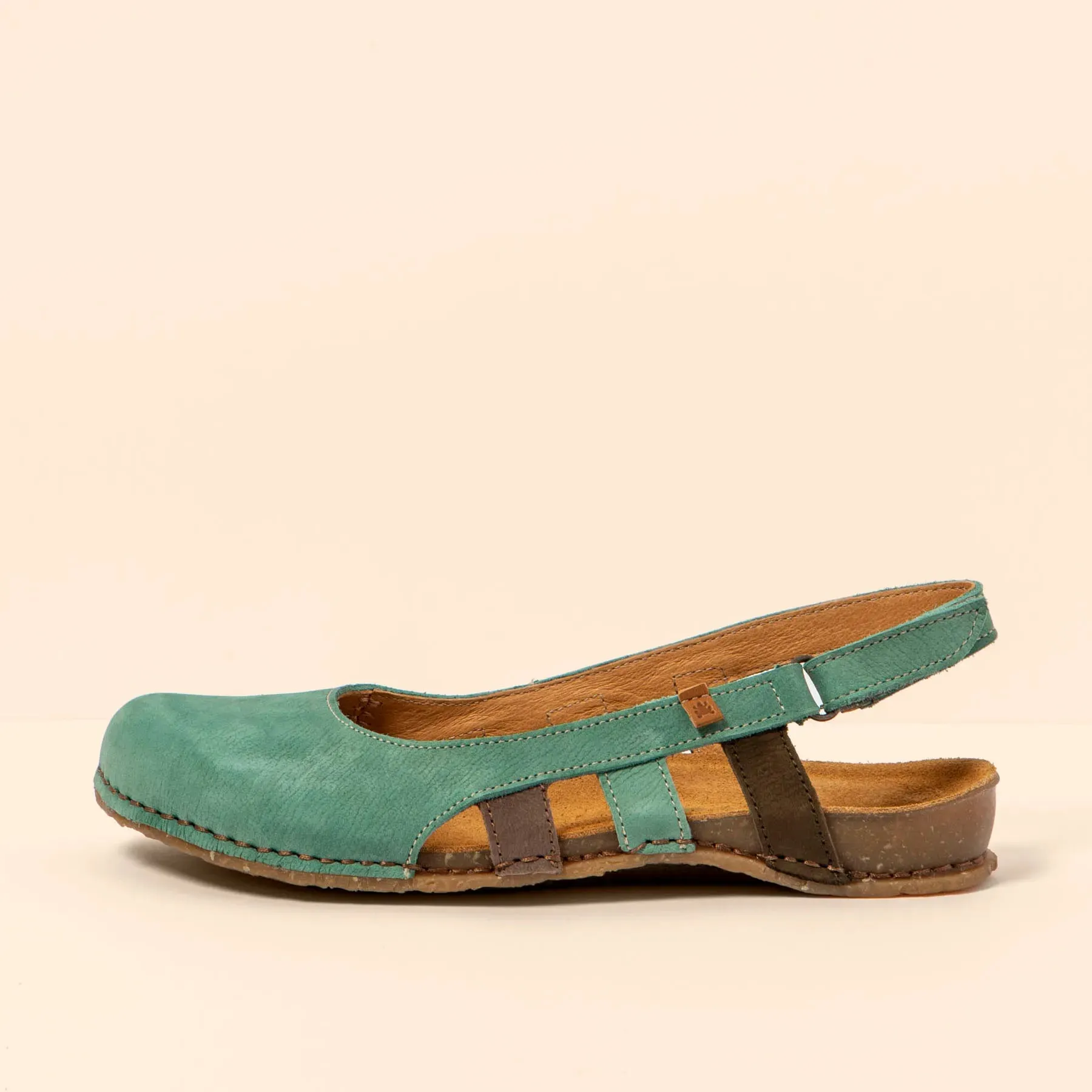 El Naturalista Flat Open Back Sandal in Jade