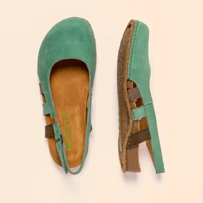 El Naturalista Flat Open Back Sandal in Jade