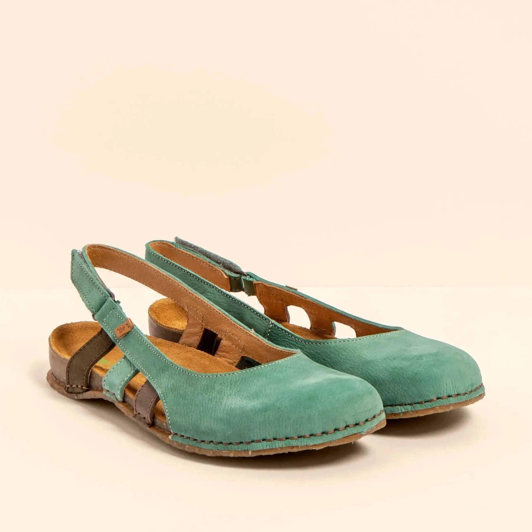 El Naturalista Flat Open Back Sandal in Jade