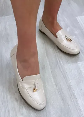 Erika Cream Almond Toe Loafers