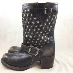 Frye Heeled Studded Moto Boots. Size 6