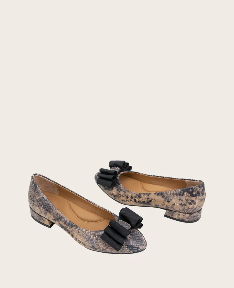 GENTLE SOULS - Atlas Snakeskin Leather Bow Flat