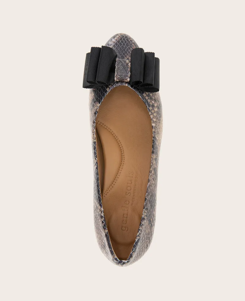 GENTLE SOULS - Atlas Snakeskin Leather Bow Flat