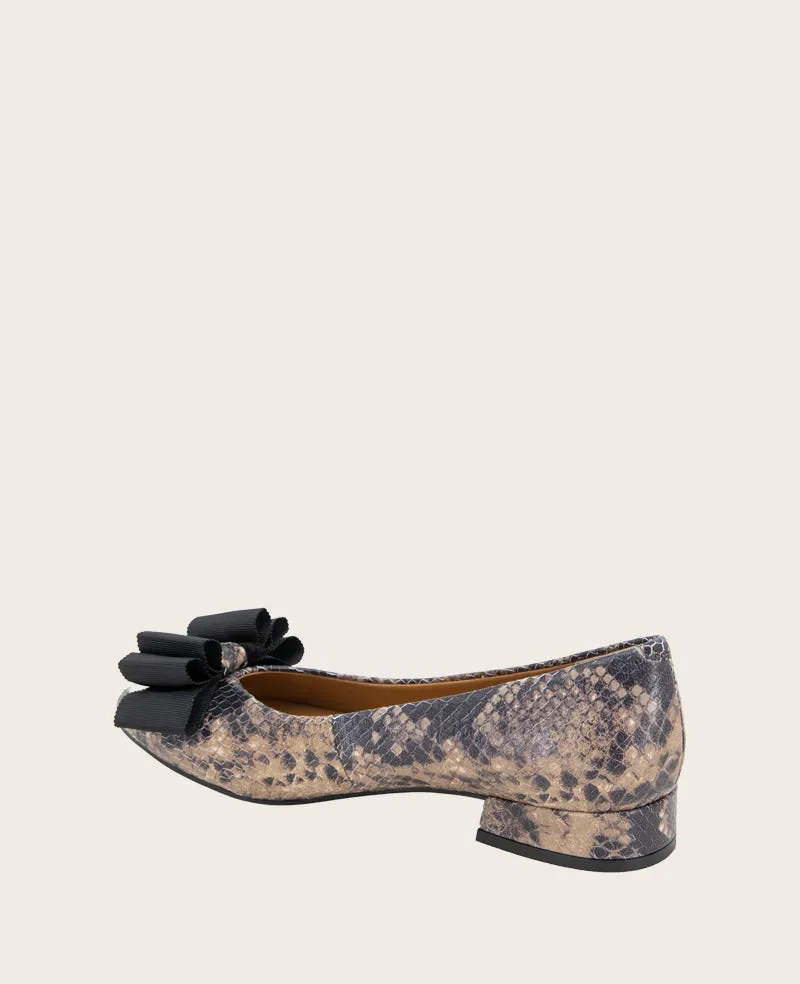 GENTLE SOULS - Atlas Snakeskin Leather Bow Flat