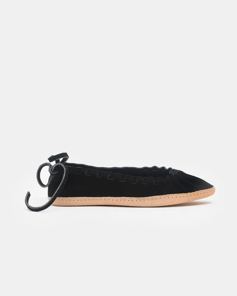 Authentic Hopi Black Suede Moccasins - Handcrafted and Comfortable Footwear