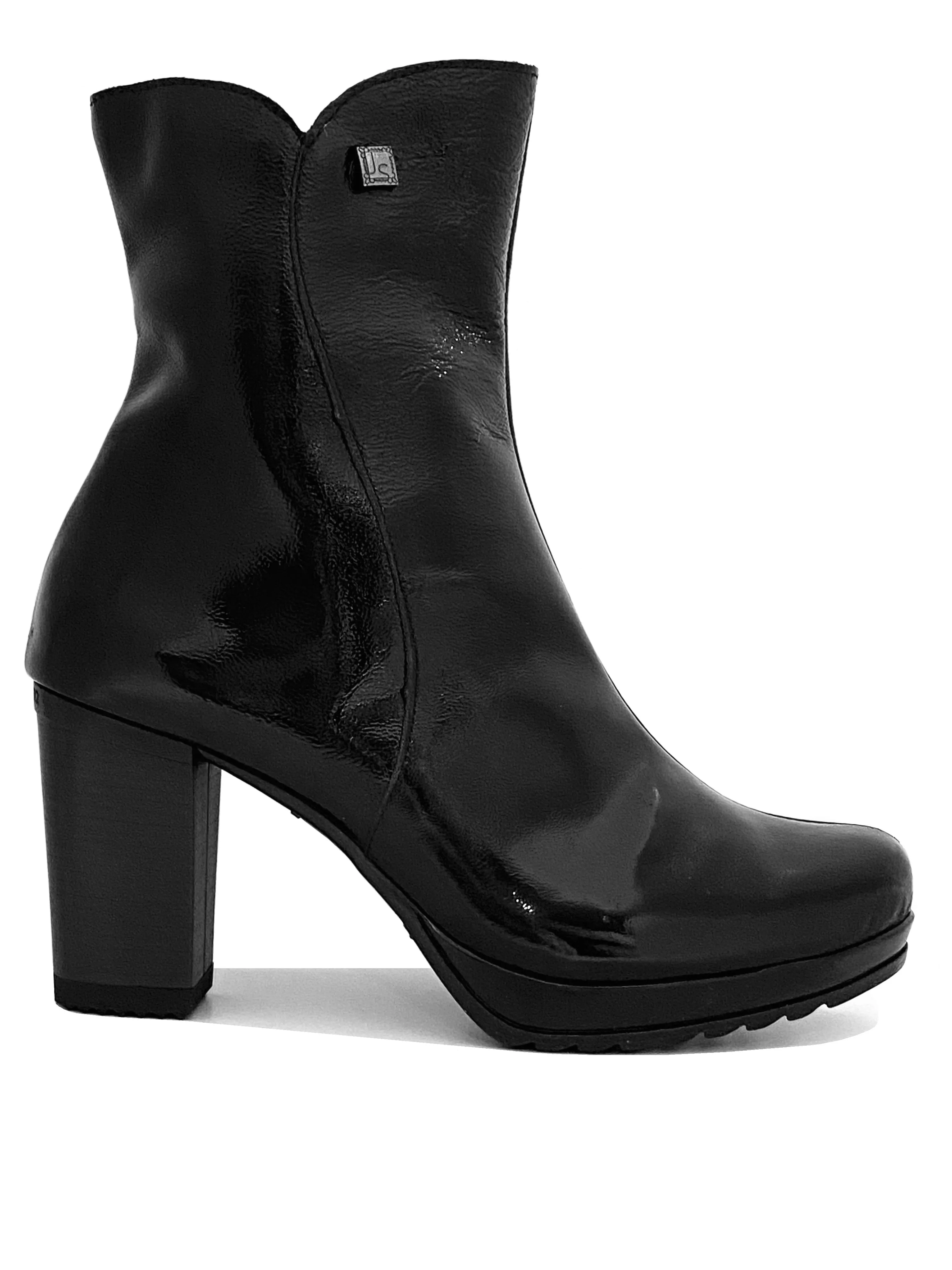 Jose Saenz Patent Mid Heel Ankle Boot