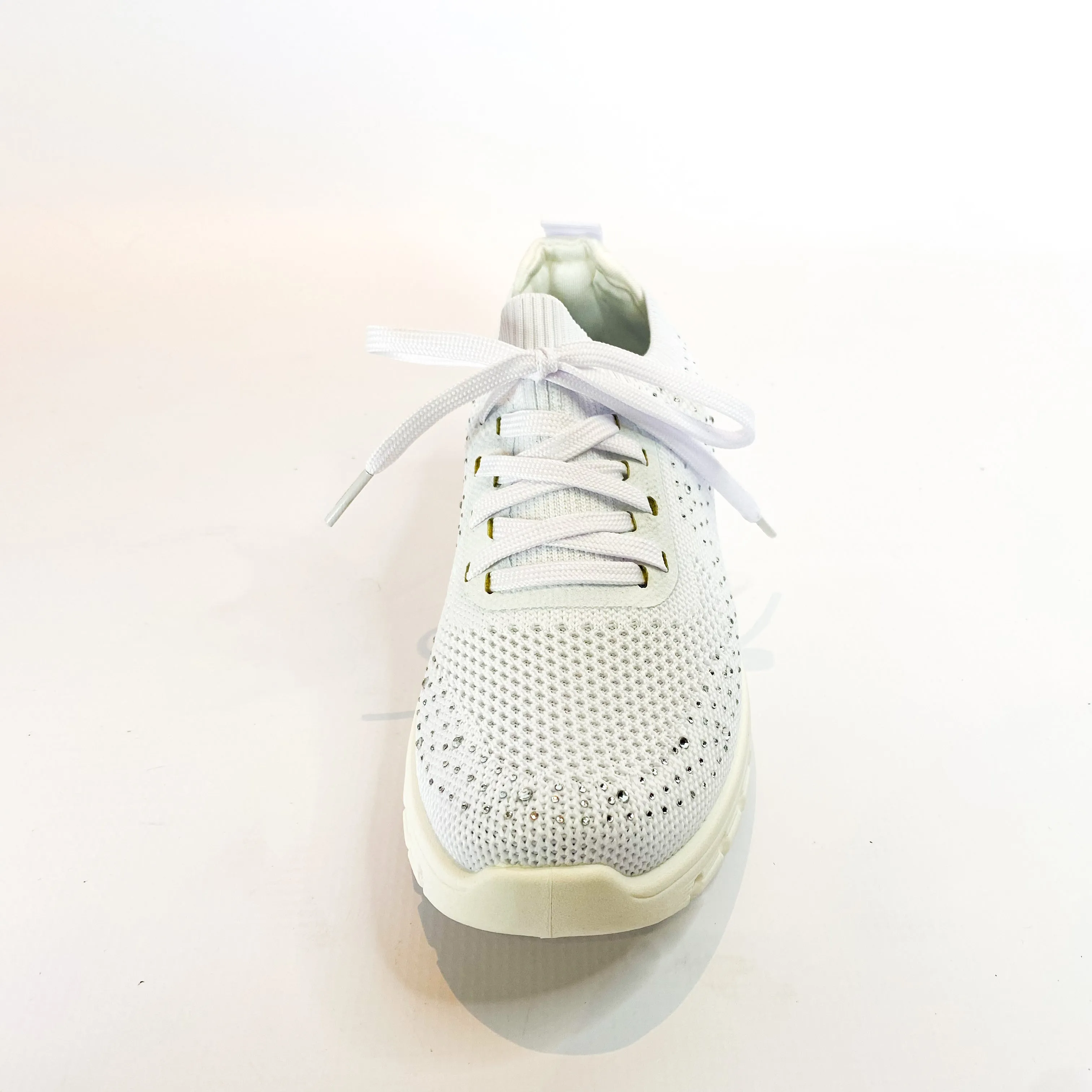 KG white sparkle knit lace up