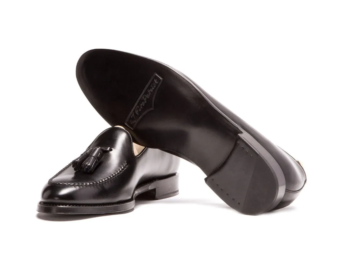 Leschi Single Leather Sole Shoe in Black Calf Leather - Made To Order - TMG Last Design