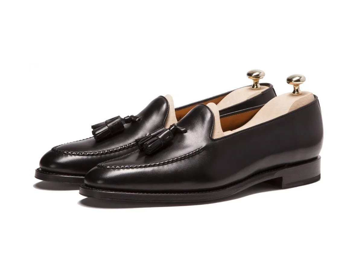 Leschi Single Leather Sole Shoe in Black Calf Leather - Made To Order - TMG Last Design