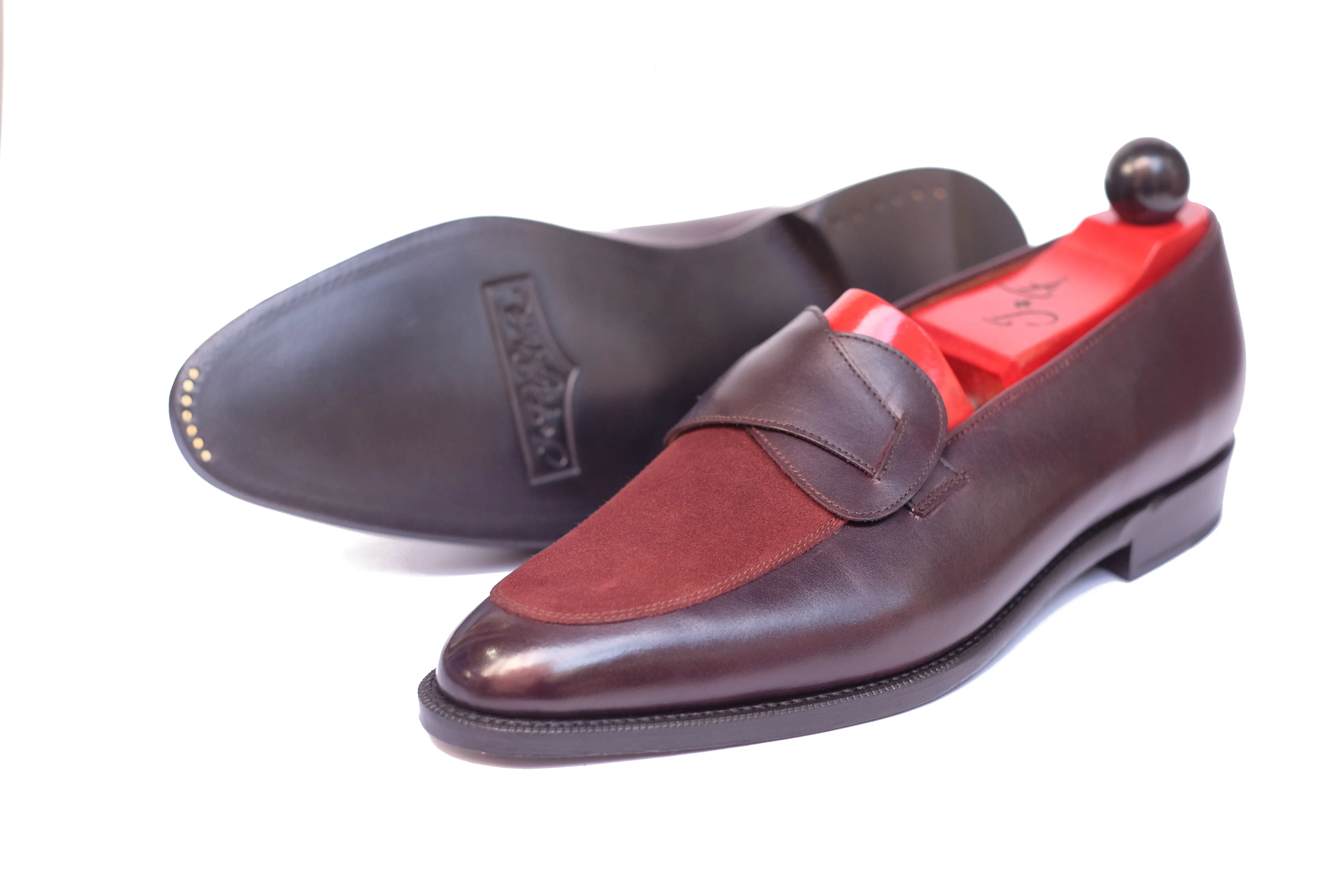 Meridian - MTO - Deep Merlot Calf / Burgundy Suede - TMG Last - Single Leather Sole