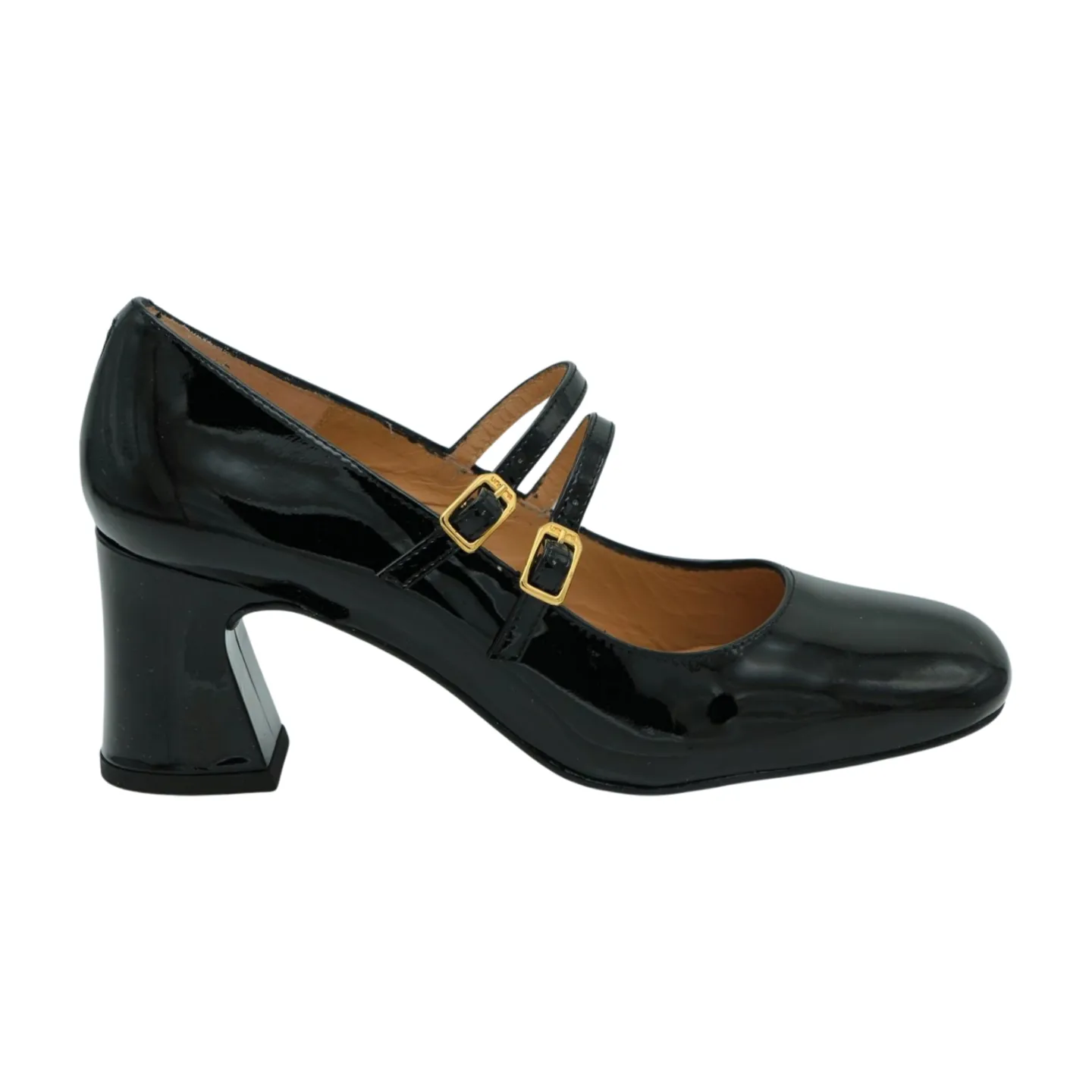 Unisa Black Patent Heeled Mary Jane Shoe Mount