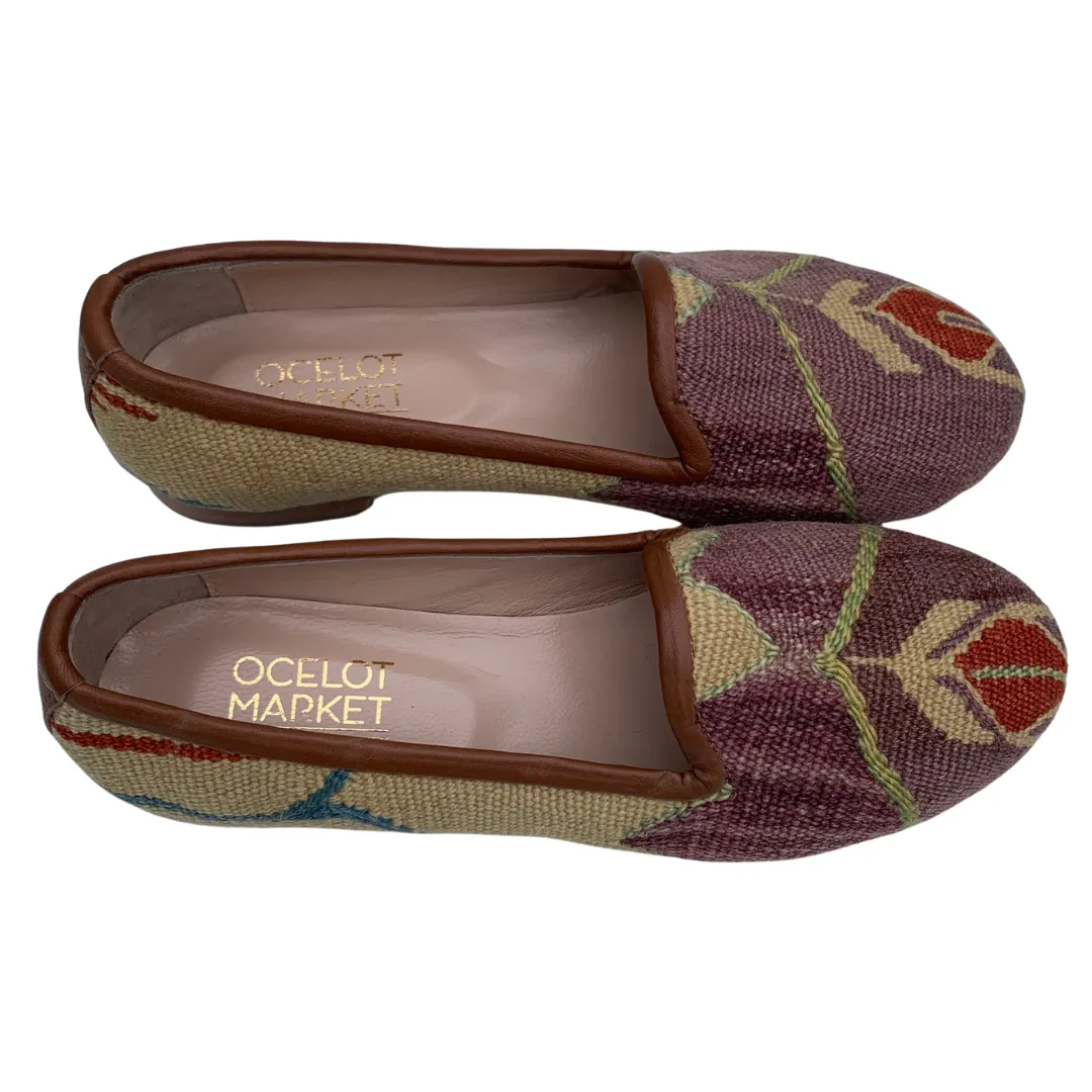 Women's Turkish Kilim Loafers Wine Color