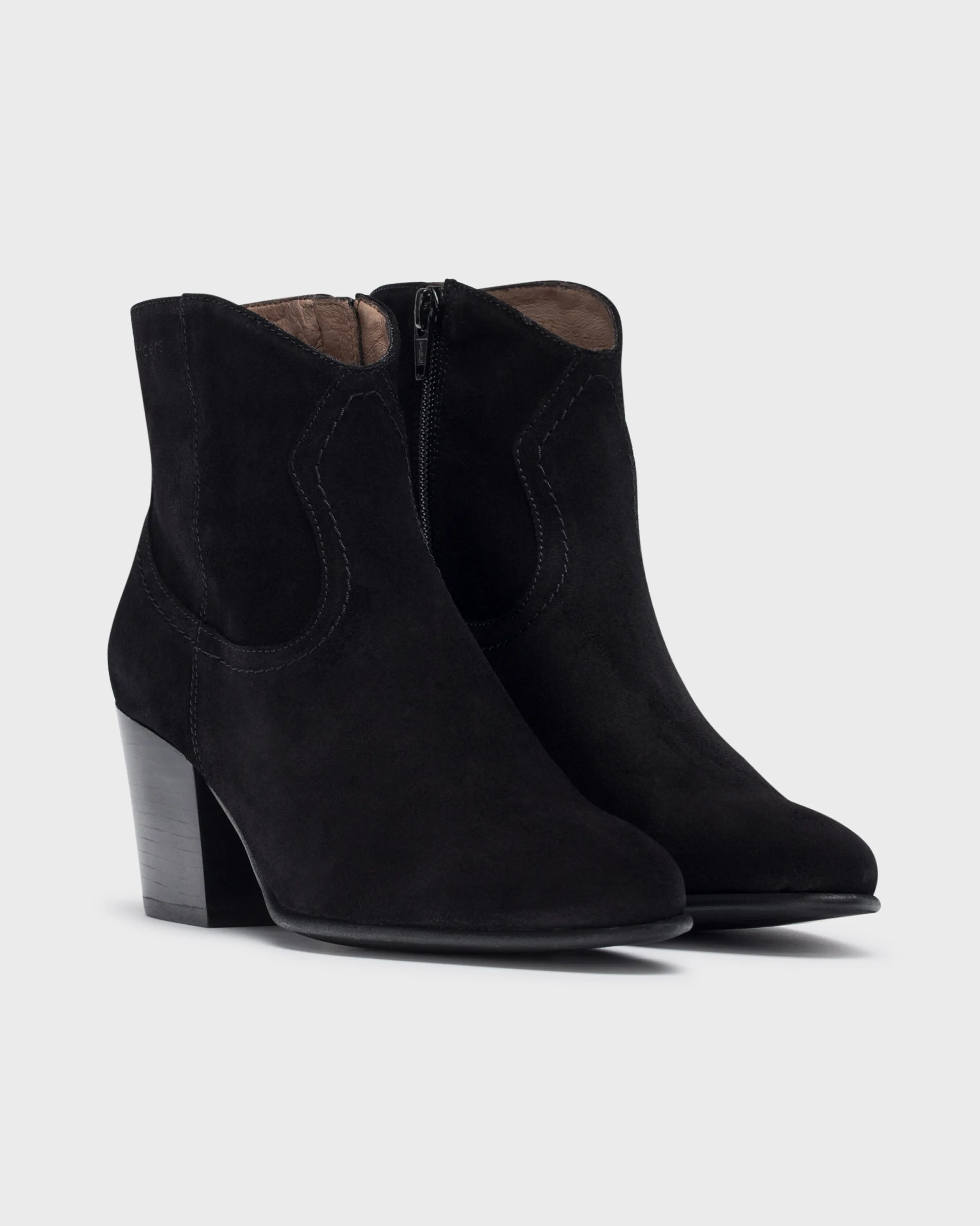 Wonders I-8912 Black Suede Western Ankle Boot